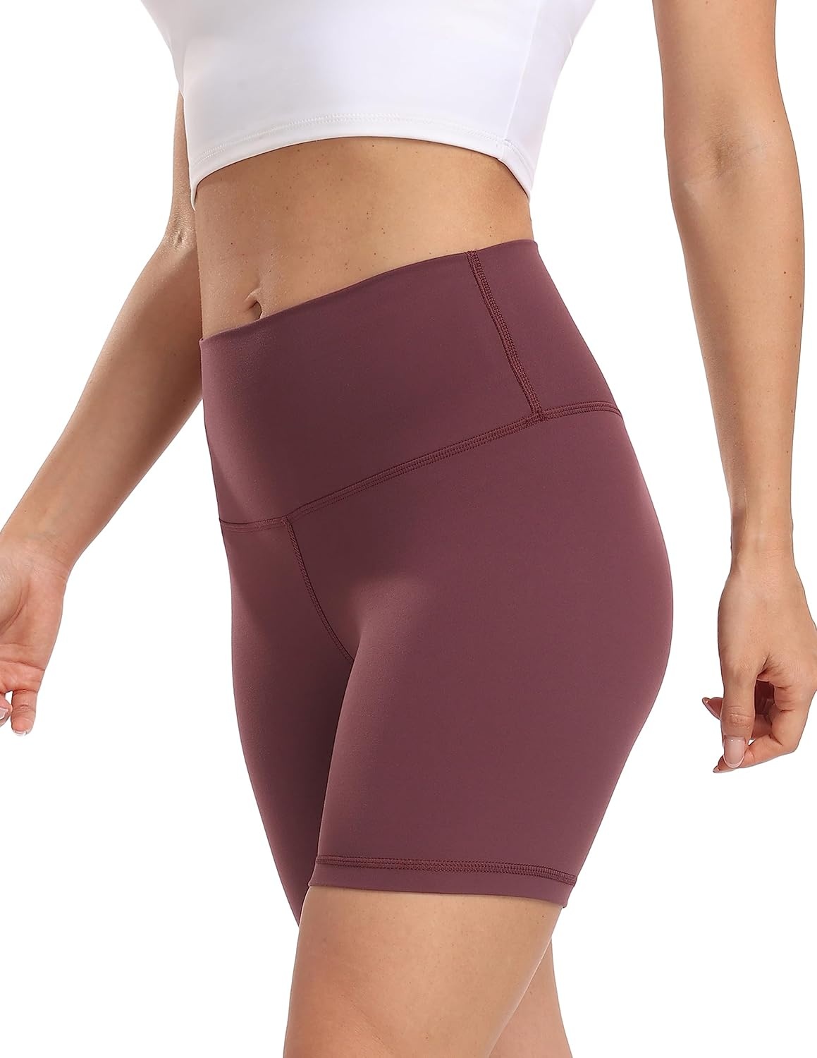 image:imageColorfulkoala Womens Dreamlux High Waisted Yoga Shorts 6 Inseam Workout TightsPlum Red