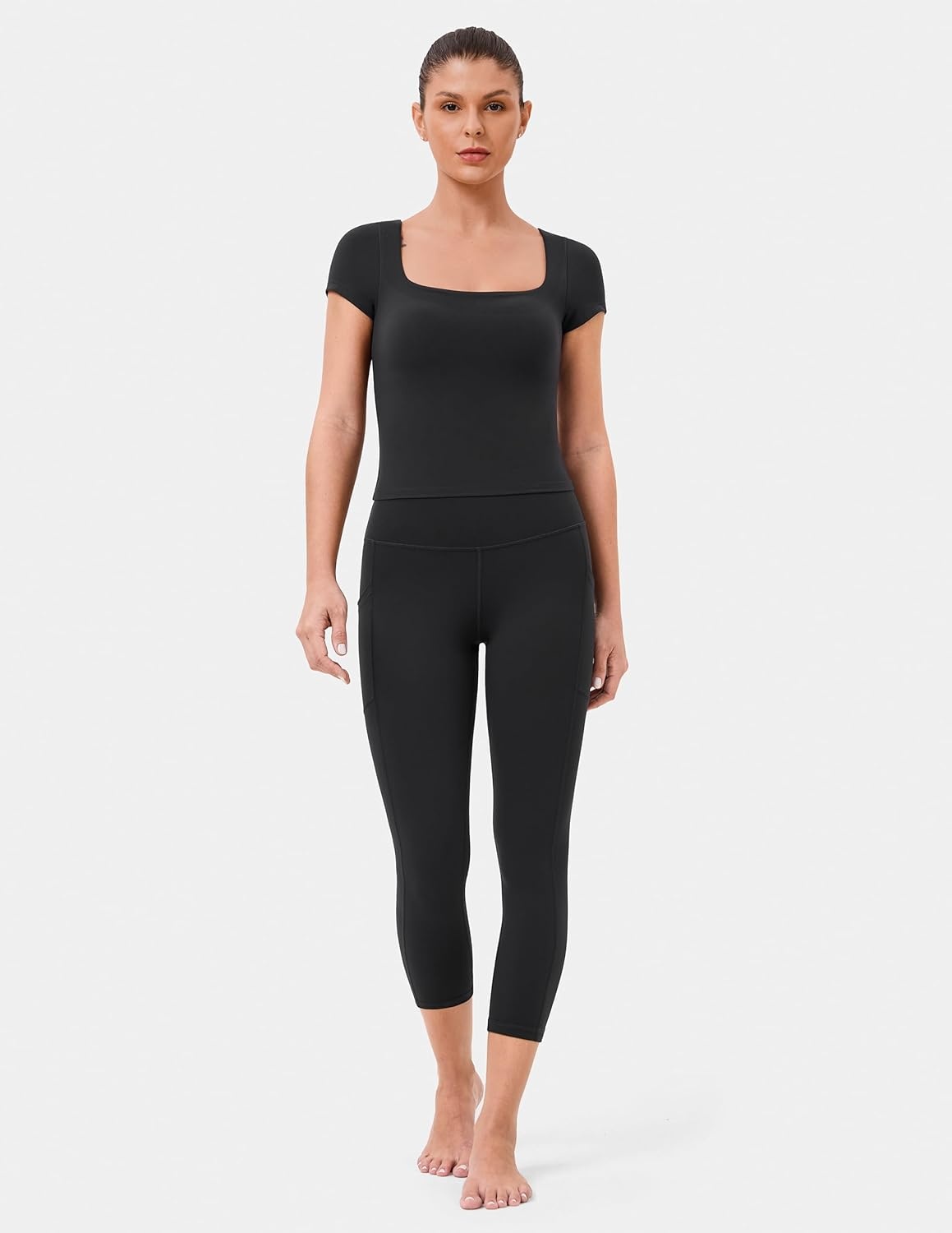 image:imageColorfulkoala Womens High Waisted Yoga Capris 21 Inseam Leggings with PocketsBlack