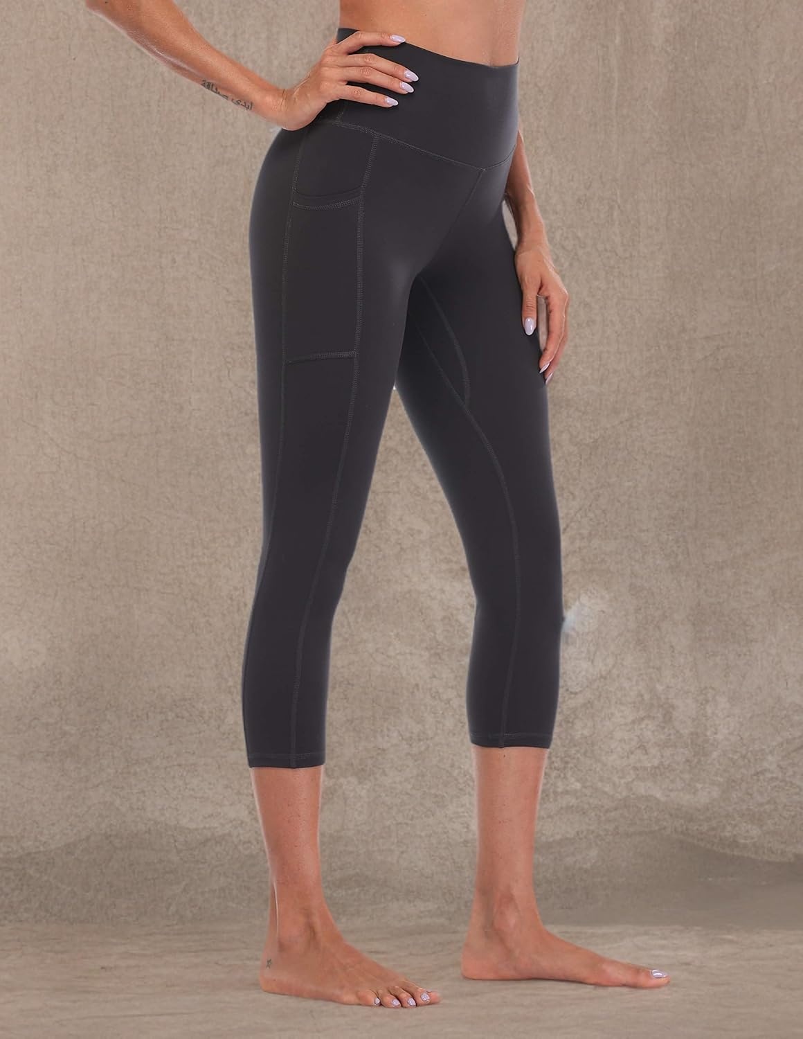 image:imageColorfulkoala Womens High Waisted Yoga Capris 21 Inseam Leggings with PocketsCharcoal Grey