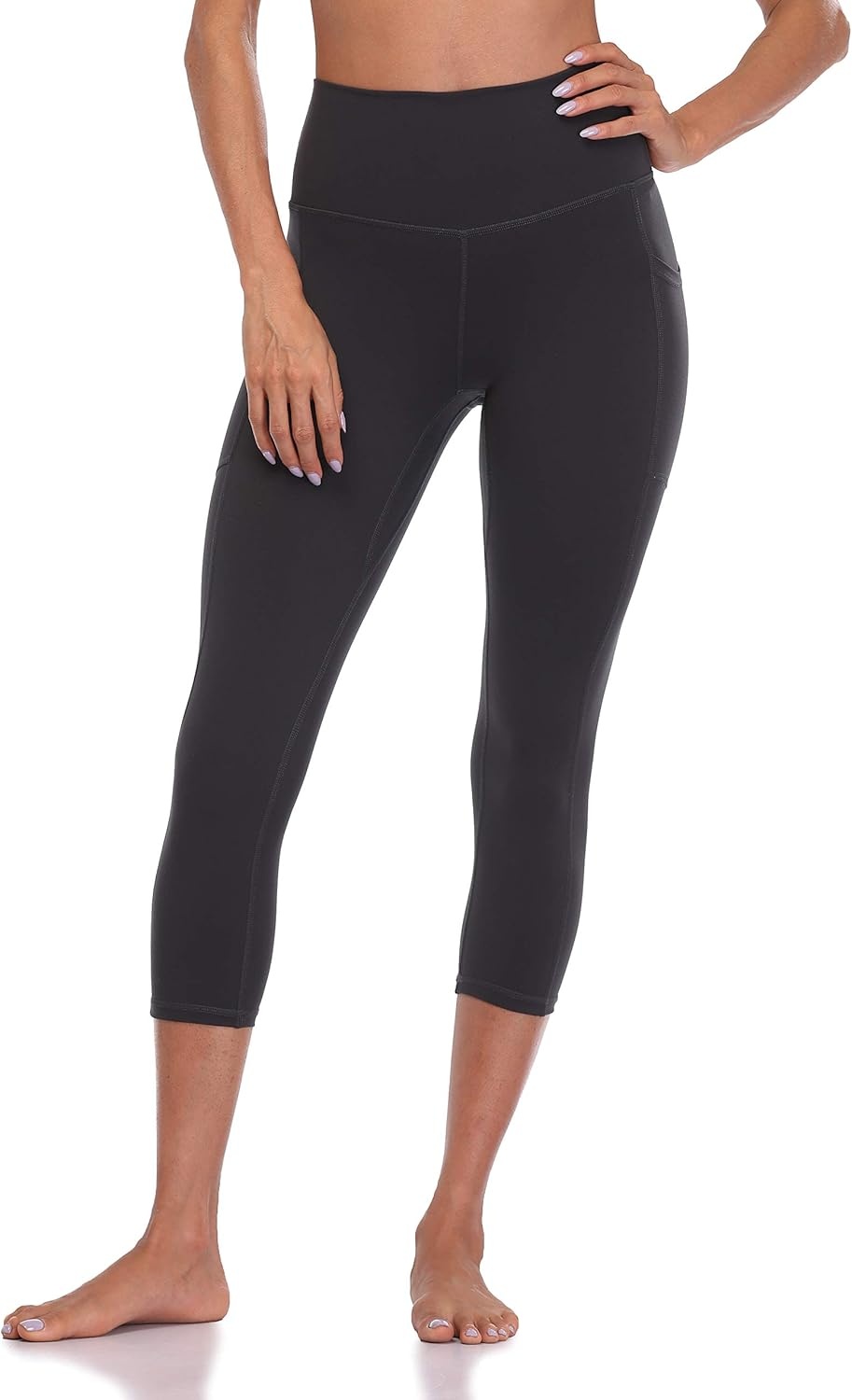 image:imageColorfulkoala Womens High Waisted Yoga Capris 21 Inseam Leggings with PocketsCharcoal Grey