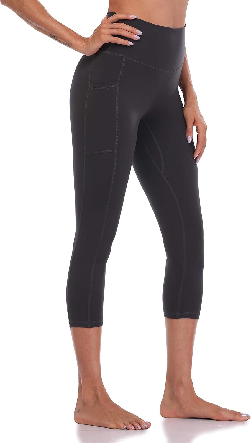image:imageColorfulkoala Womens High Waisted Yoga Capris 21 Inseam Leggings with PocketsCharcoal Grey