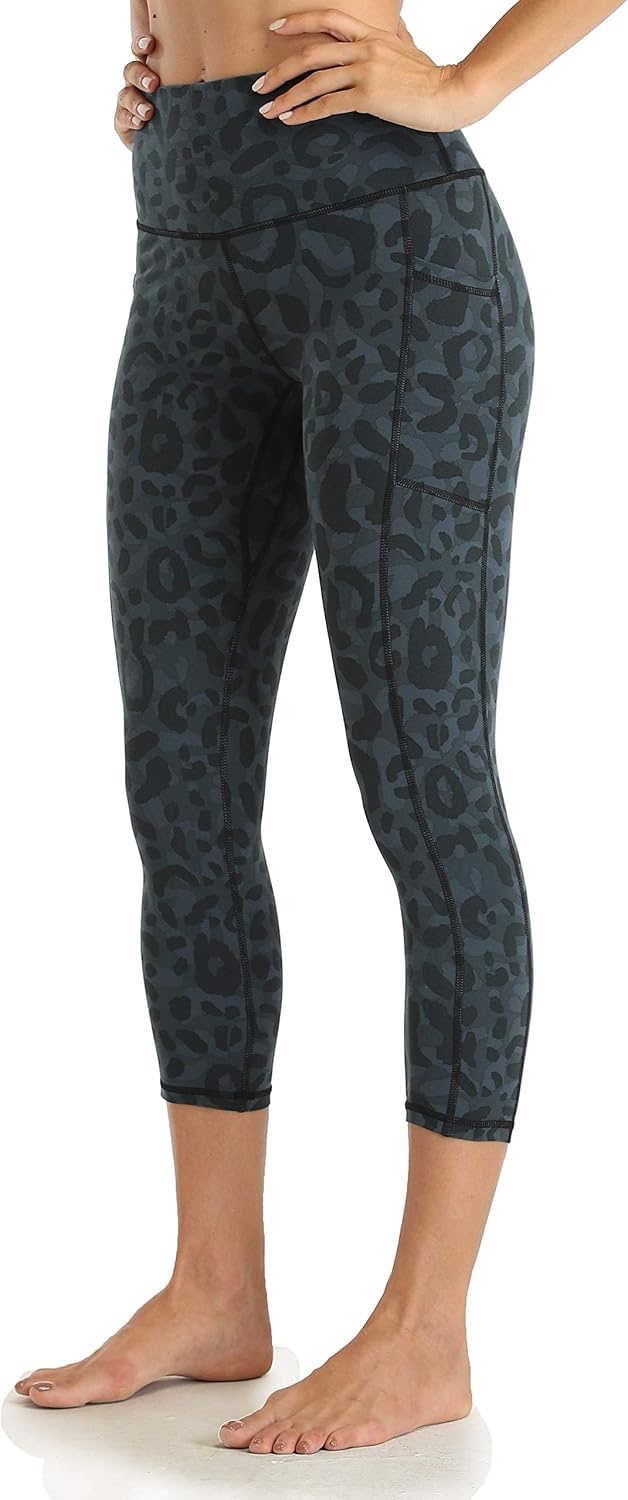 image:imageColorfulkoala Womens High Waisted Yoga Capris 21 Inseam Leggings with PocketsCyan Leopard