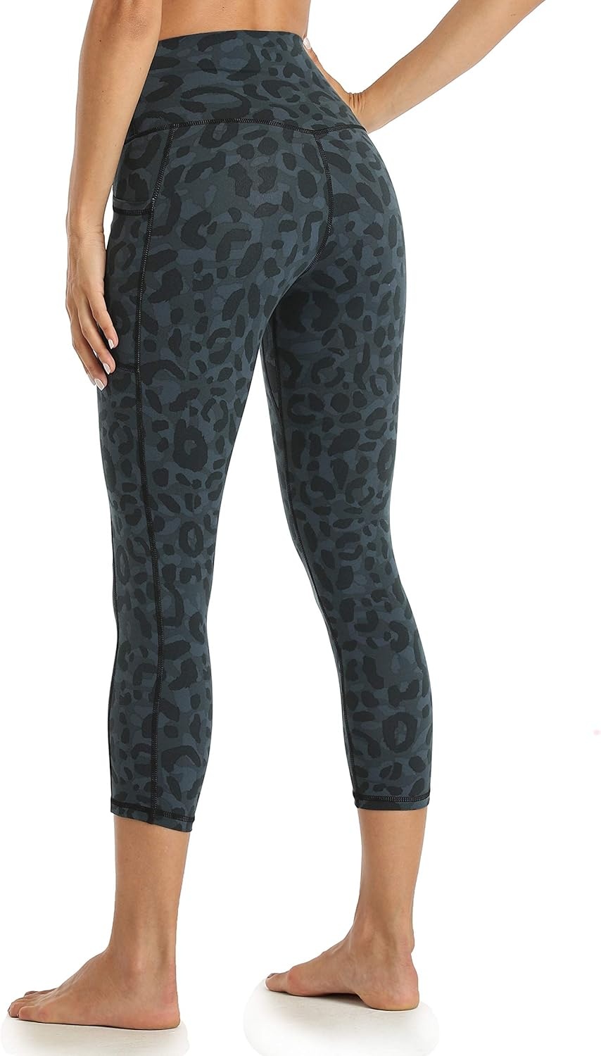image:imageColorfulkoala Womens High Waisted Yoga Capris 21 Inseam Leggings with PocketsCyan Leopard