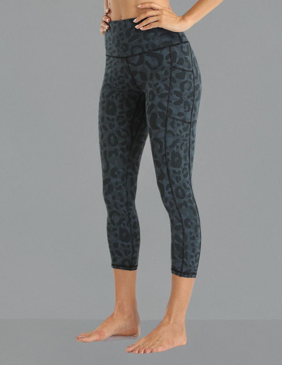 image:imageColorfulkoala Womens High Waisted Yoga Capris 21 Inseam Leggings with PocketsCyan Leopard