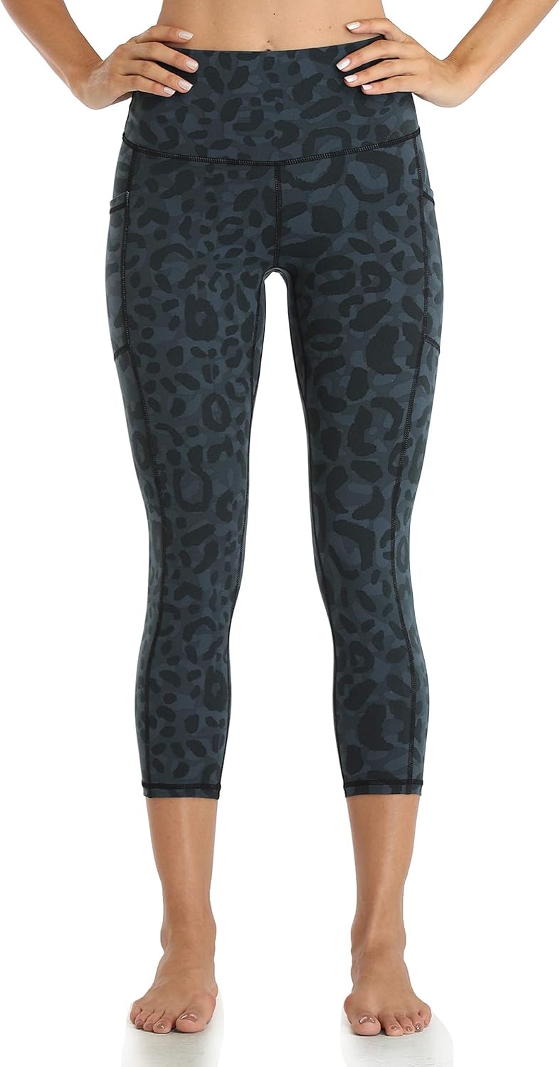 image:imageColorfulkoala Womens High Waisted Yoga Capris 21 Inseam Leggings with PocketsCyan Leopard