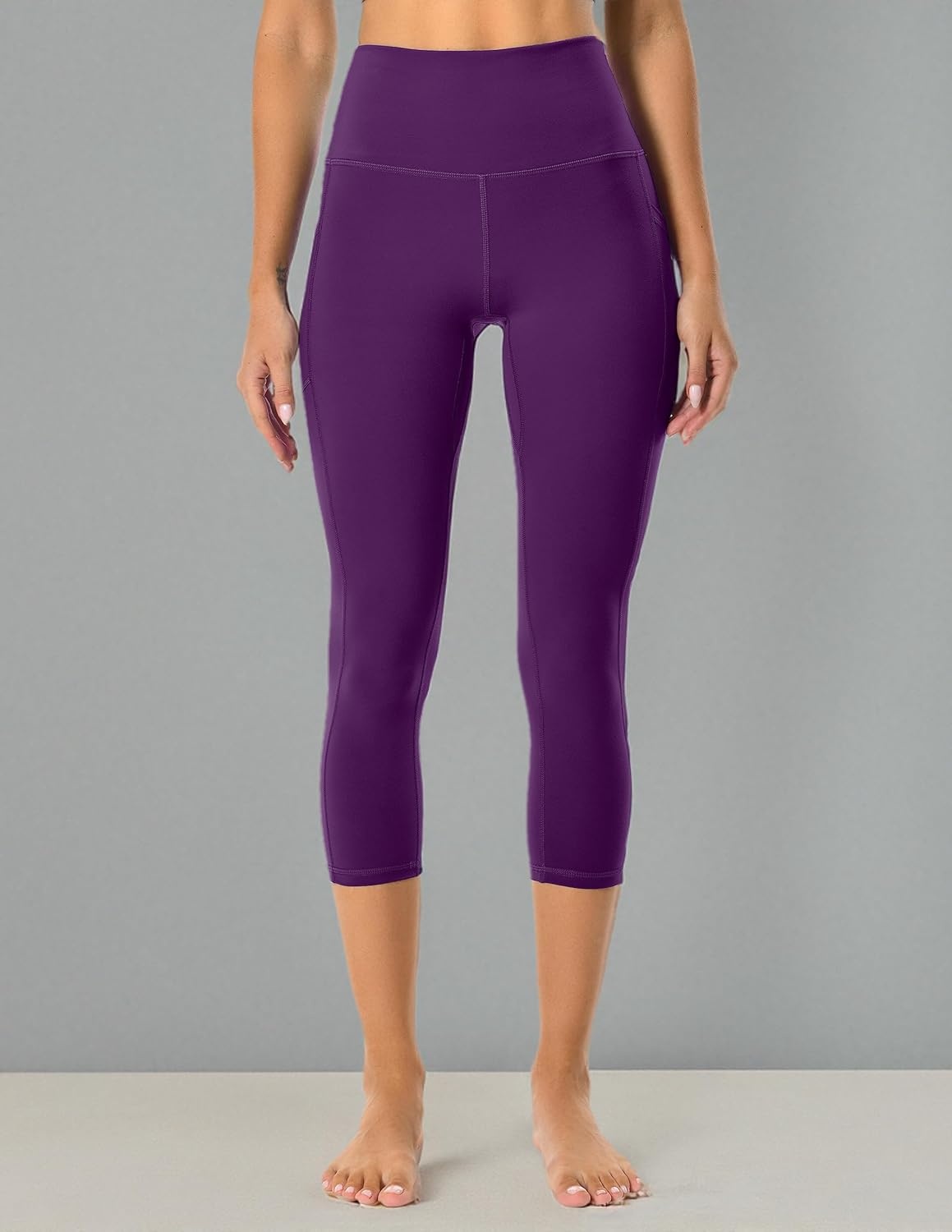image:imageColorfulkoala Womens High Waisted Yoga Capris 21 Inseam Leggings with PocketsDeep Violet