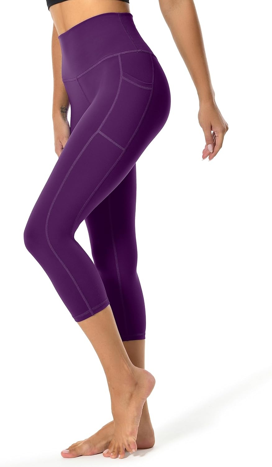 image:imageColorfulkoala Womens High Waisted Yoga Capris 21 Inseam Leggings with PocketsDeep Violet