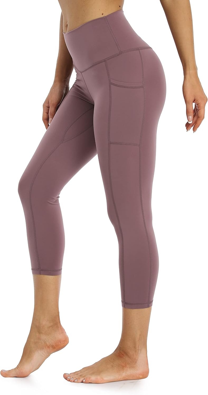 image:imageColorfulkoala Womens High Waisted Yoga Capris 21 Inseam Leggings with PocketsDusty Red