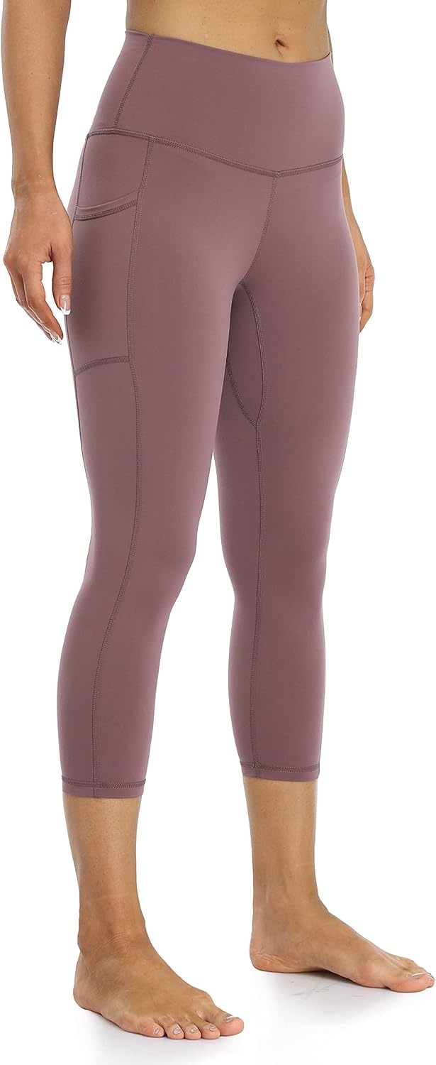 image:imageColorfulkoala Womens High Waisted Yoga Capris 21 Inseam Leggings with PocketsDusty Red