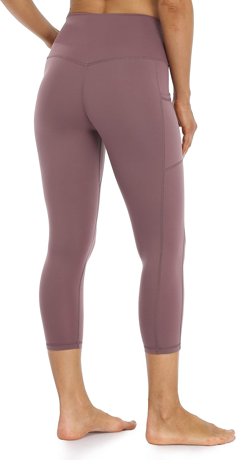 image:imageColorfulkoala Womens High Waisted Yoga Capris 21 Inseam Leggings with PocketsDusty Red