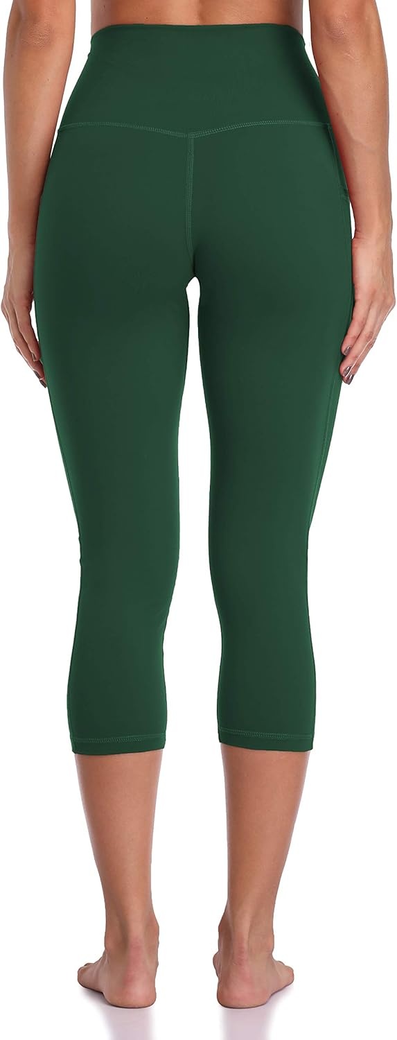 image:imageColorfulkoala Womens High Waisted Yoga Capris 21 Inseam Leggings with PocketsForest Green