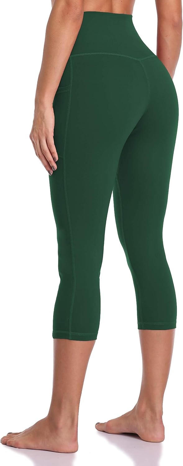 image:imageColorfulkoala Womens High Waisted Yoga Capris 21 Inseam Leggings with PocketsForest Green