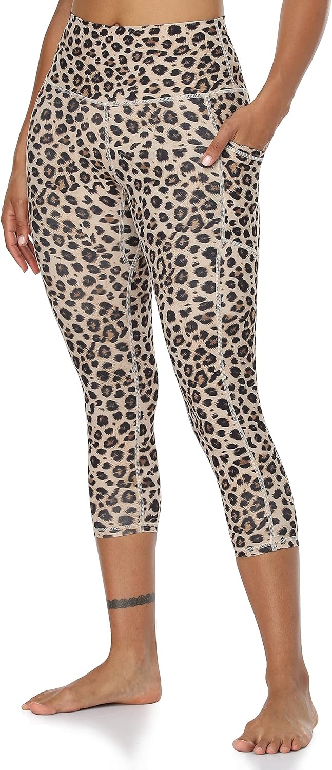 image:imageColorfulkoala Womens High Waisted Yoga Capris 21 Inseam Leggings with PocketsLeopard
