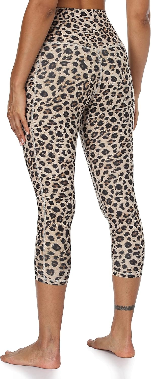 image:imageColorfulkoala Womens High Waisted Yoga Capris 21 Inseam Leggings with PocketsLeopard