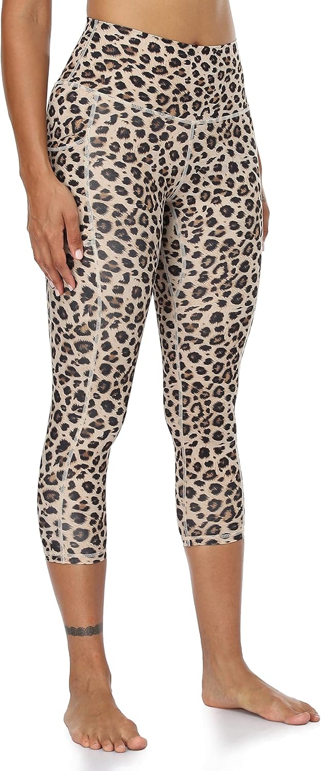 image:imageColorfulkoala Womens High Waisted Yoga Capris 21 Inseam Leggings with PocketsLeopard