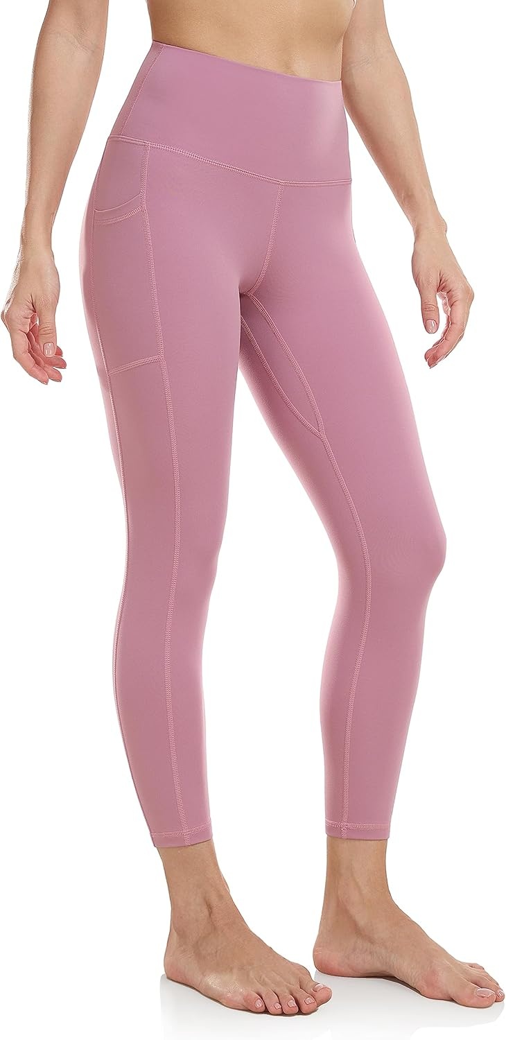 image:imageColorfulkoala Womens High Waisted Yoga Capris 21 Inseam Leggings with PocketsMauve Pink