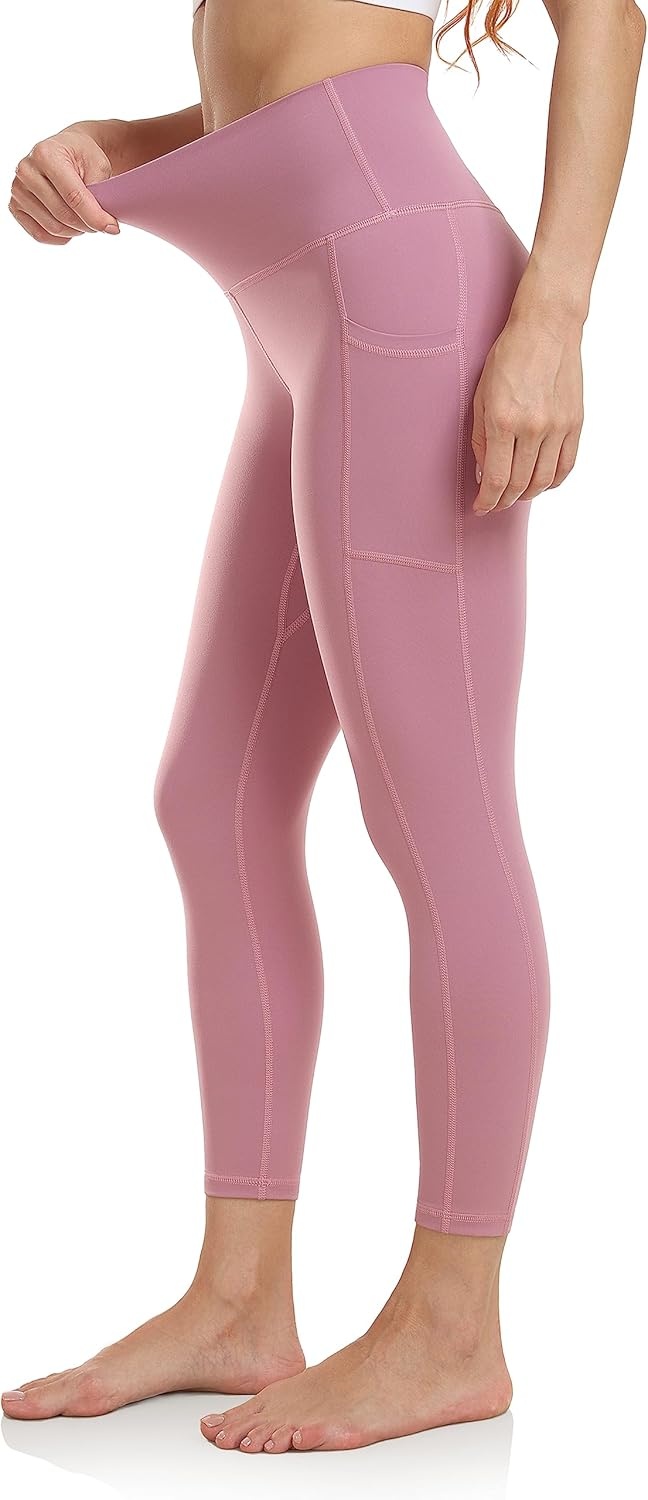 image:imageColorfulkoala Womens High Waisted Yoga Capris 21 Inseam Leggings with PocketsMauve Pink