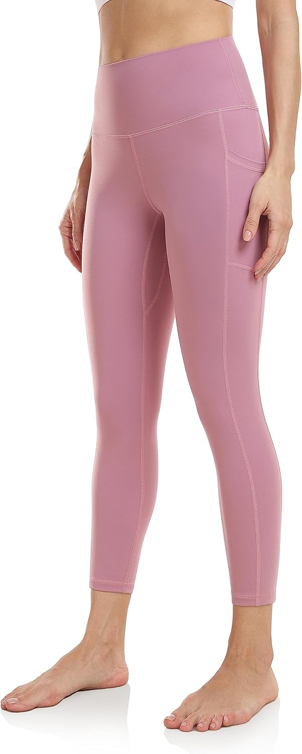 image:imageColorfulkoala Womens High Waisted Yoga Capris 21 Inseam Leggings with PocketsMauve Pink