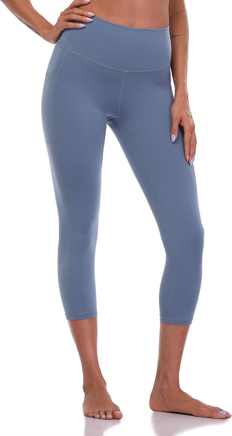 image:imageColorfulkoala Womens High Waisted Yoga Capris 21 Inseam Leggings with PocketsSteel Blue