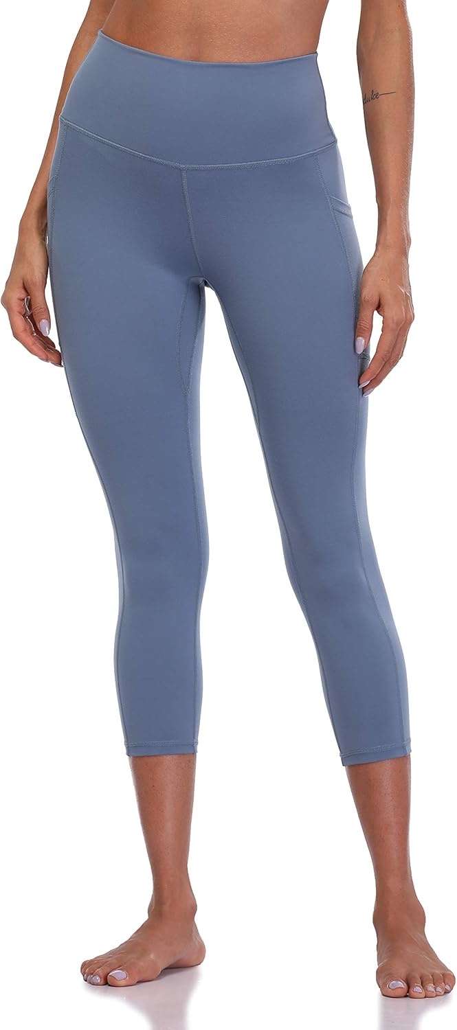 image:imageColorfulkoala Womens High Waisted Yoga Capris 21 Inseam Leggings with PocketsSteel Blue