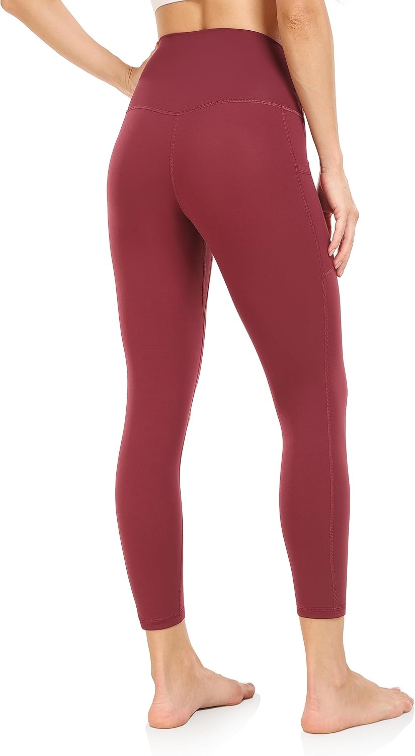 image:imageColorfulkoala Womens High Waisted Yoga Capris 21 Inseam Leggings with PocketsWine Red