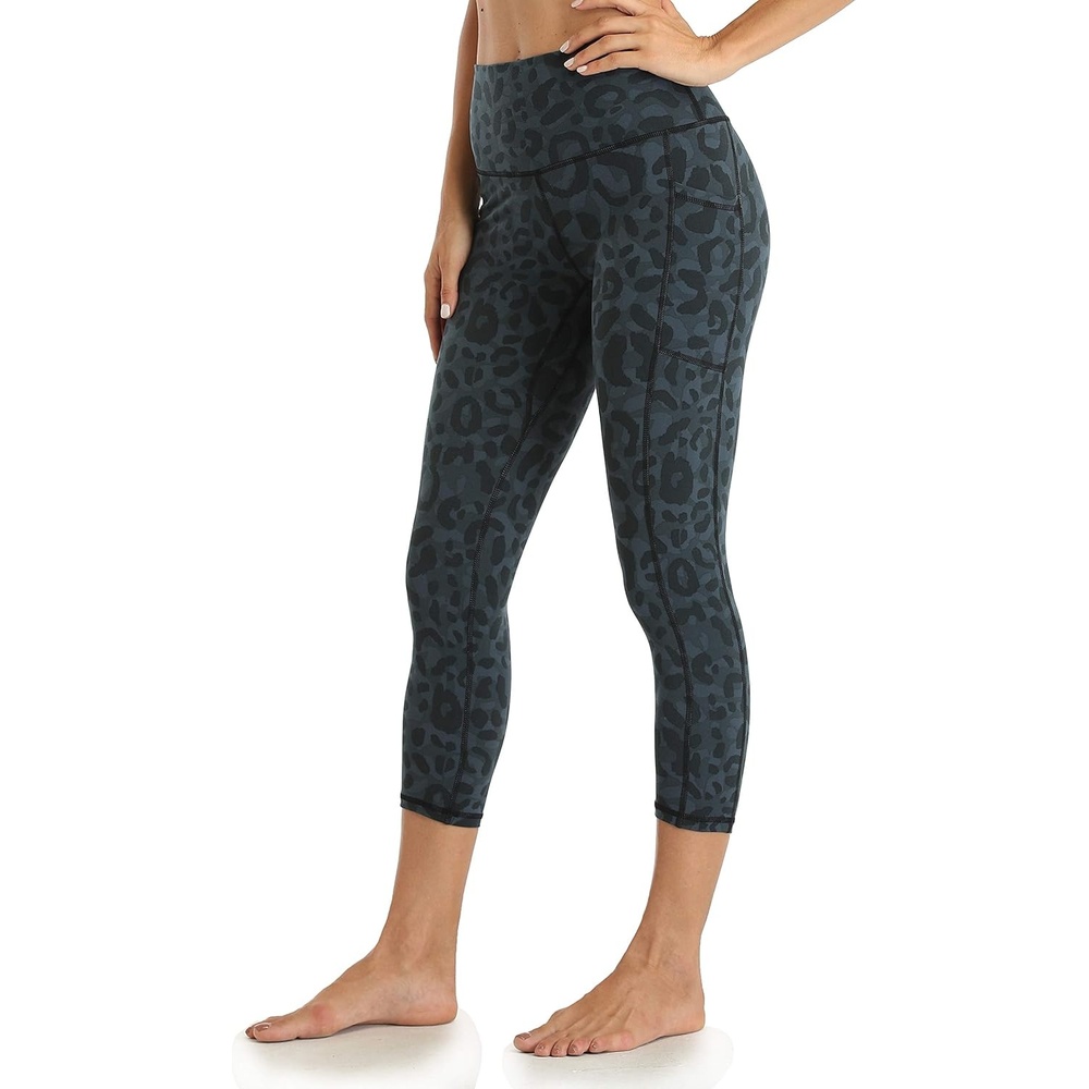 image:imageColorfulkoala Womens High Waisted Yoga Capris 21 Inseam Leggings with PocketsCyan Leopard