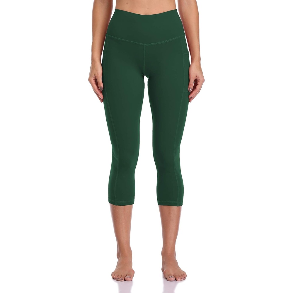 image:imageColorfulkoala Womens High Waisted Yoga Capris 21 Inseam Leggings with PocketsForest Green