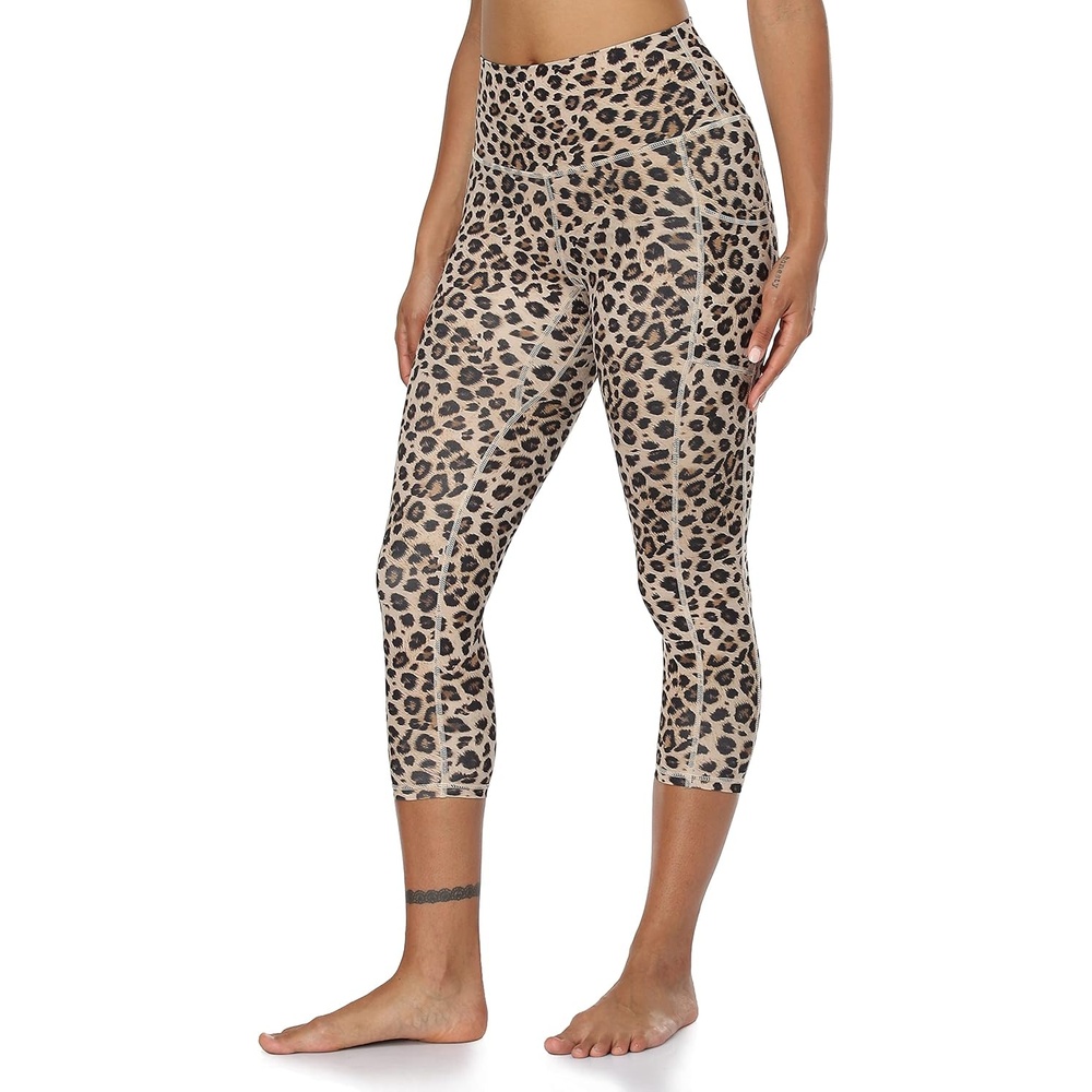 image:imageColorfulkoala Womens High Waisted Yoga Capris 21 Inseam Leggings with PocketsLeopard