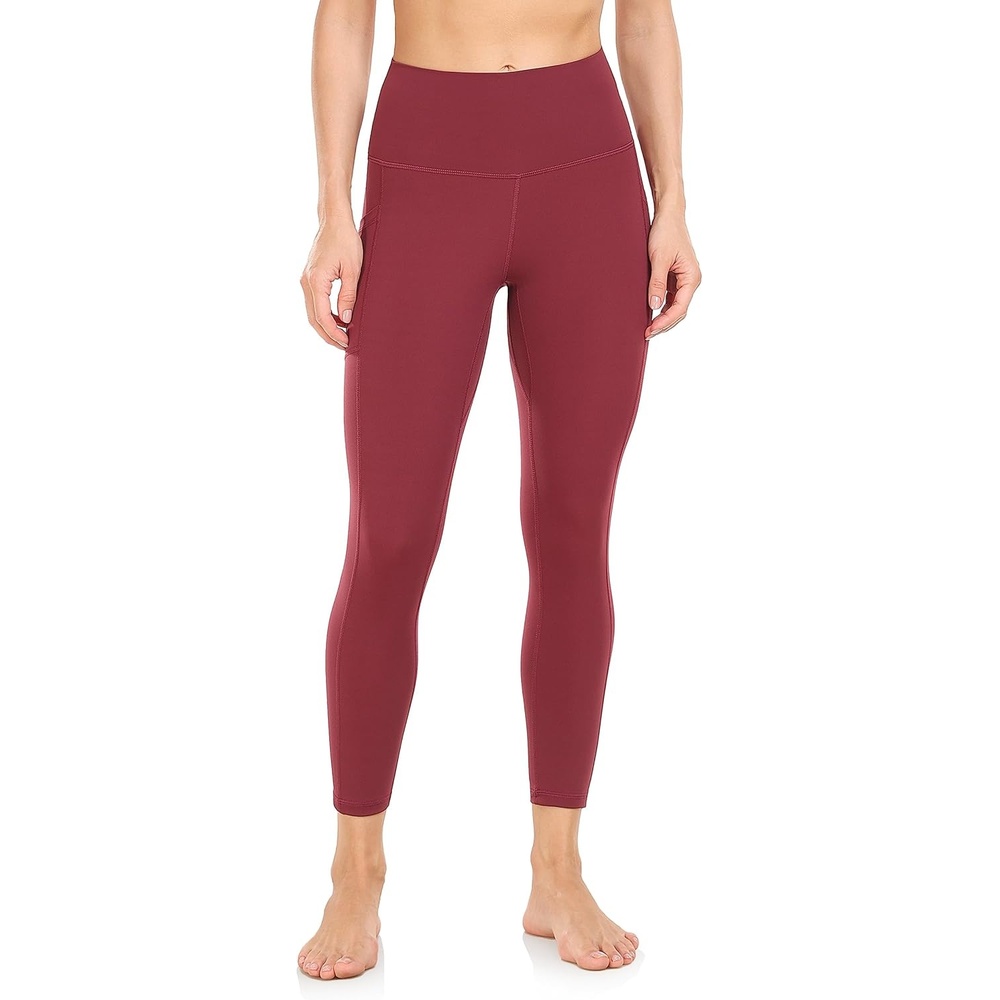 image:imageColorfulkoala Womens High Waisted Yoga Capris 21 Inseam Leggings with PocketsWine Red