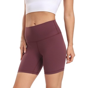 image:imageColorfulkoala Womens Dreamlux High Waisted Yoga Shorts 6 Inseam Workout TightsPlum Red