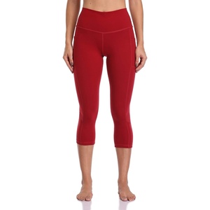 image:imageColorfulkoala Womens High Waisted Yoga Capris 21 Inseam Leggings with PocketsRose Red