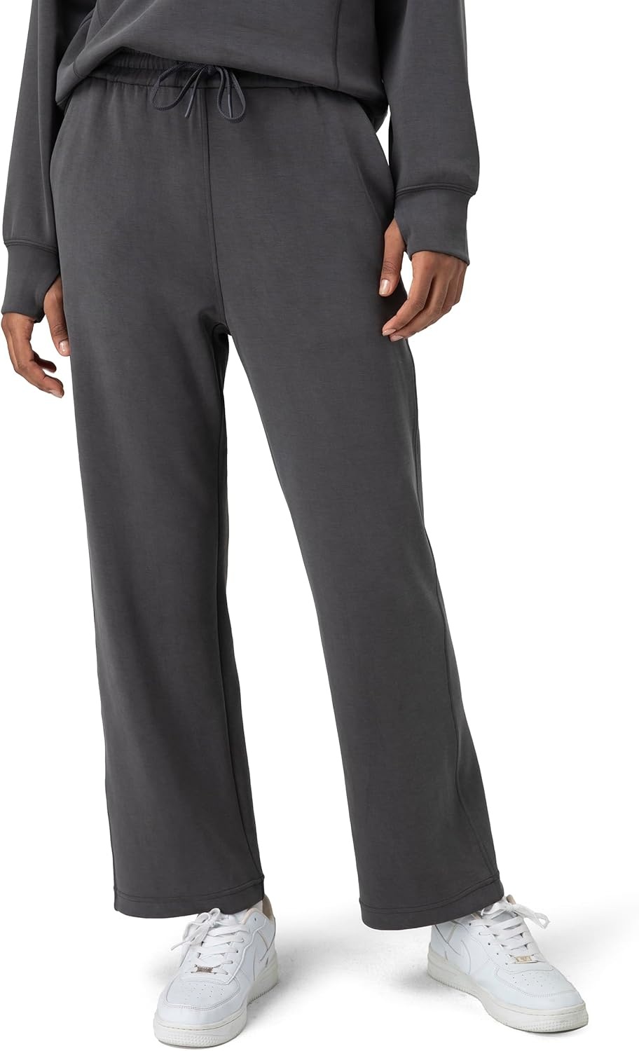 image:imageColorfulkoala Womens High Waisted Soft Drawstring Velvra Modal Sweatpants Wide Leg Casual Lounge Pants with PocketsDark Carbon