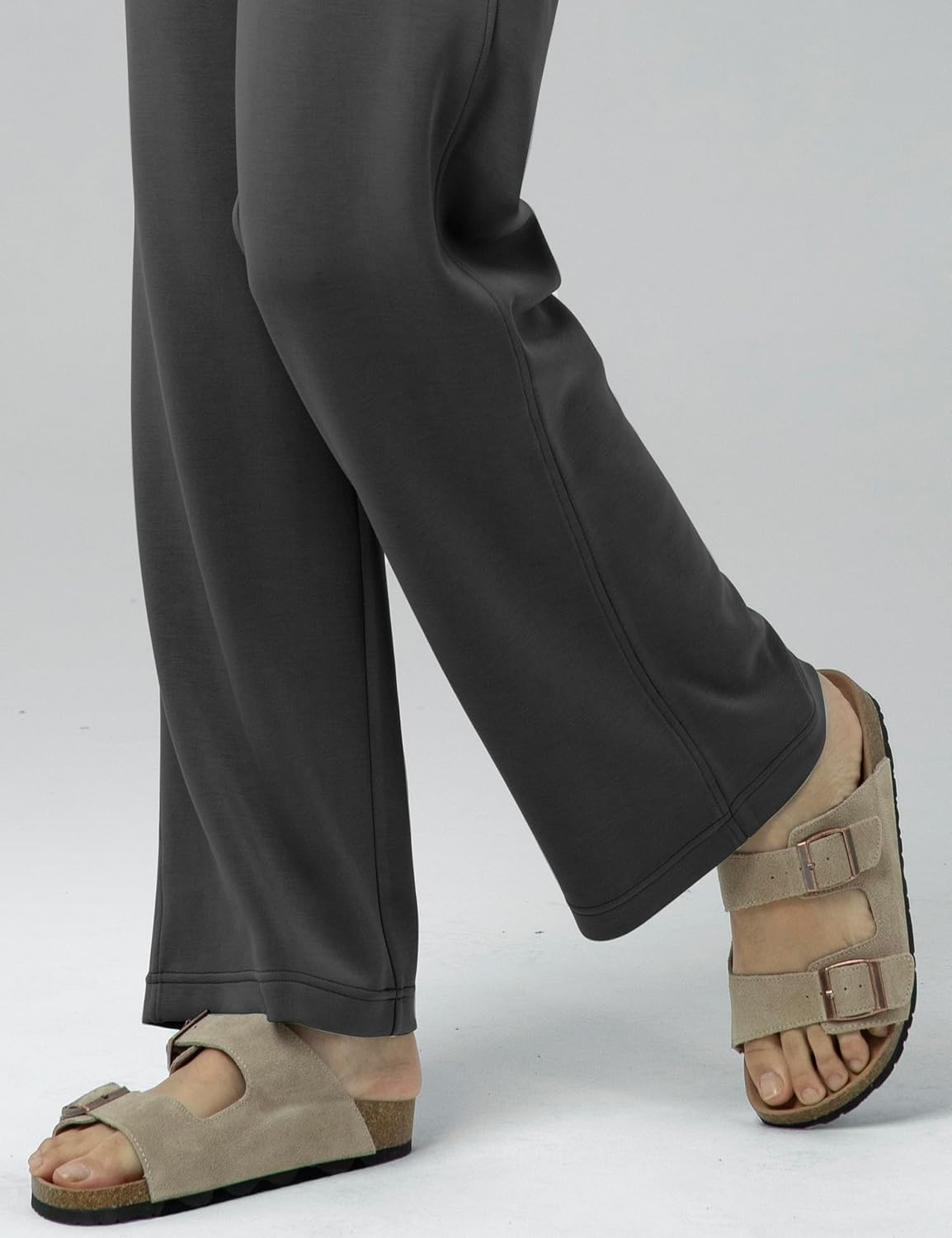 image:imageColorfulkoala Womens High Waisted Soft Drawstring Velvra Modal Sweatpants Wide Leg Casual Lounge Pants with PocketsDark Carbon