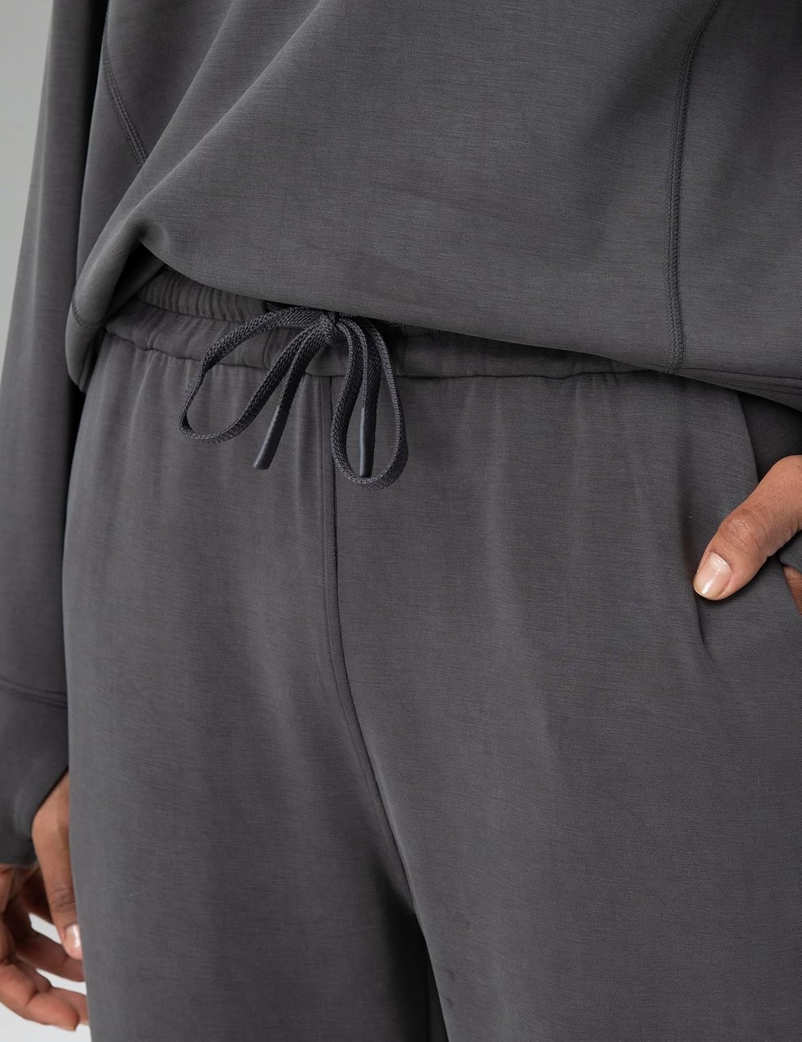 image:imageColorfulkoala Womens High Waisted Soft Drawstring Velvra Modal Sweatpants Wide Leg Casual Lounge Pants with PocketsDark Carbon