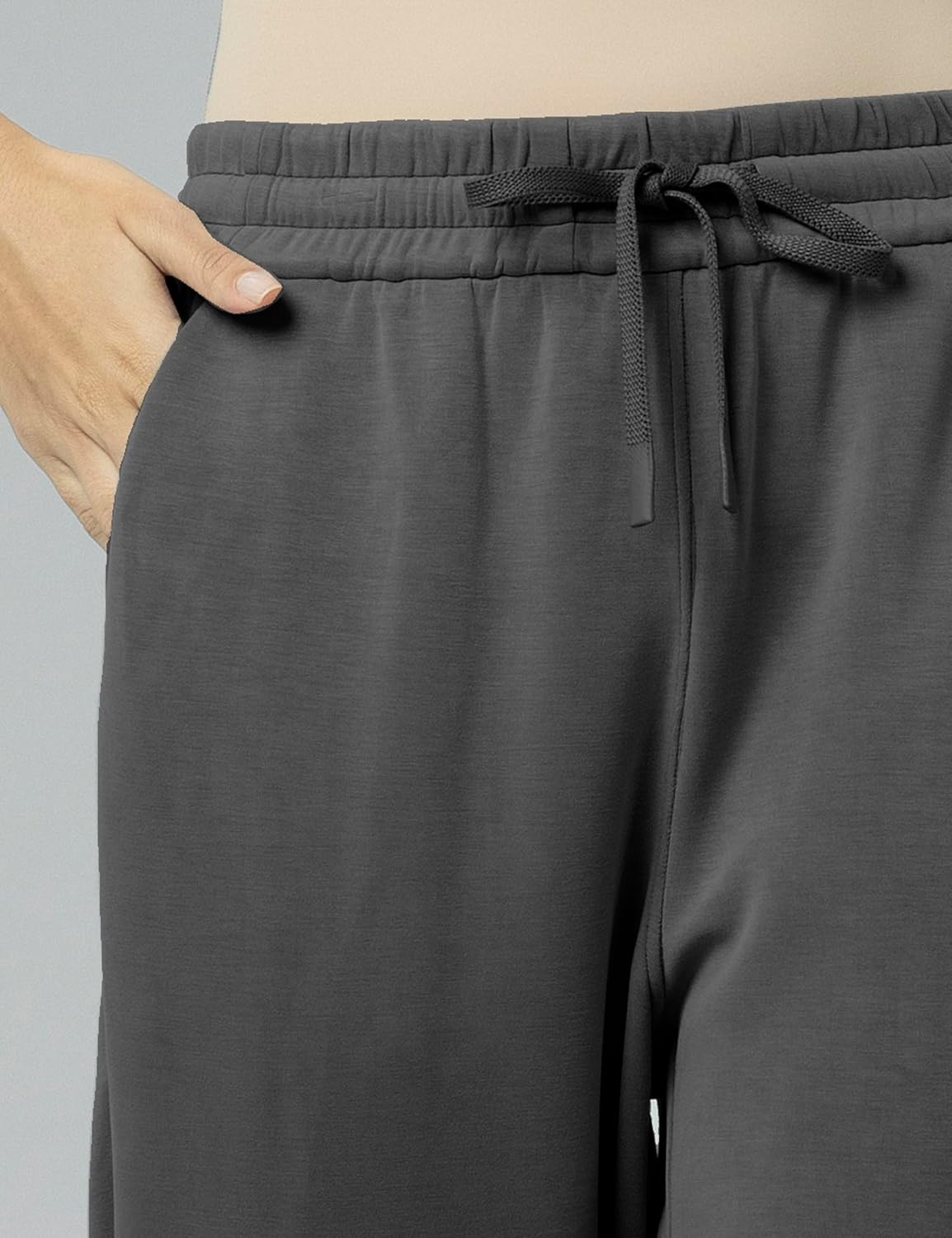 image:imageColorfulkoala Womens High Waisted Soft Drawstring Velvra Modal Sweatpants Wide Leg Casual Lounge Pants with PocketsDark Carbon