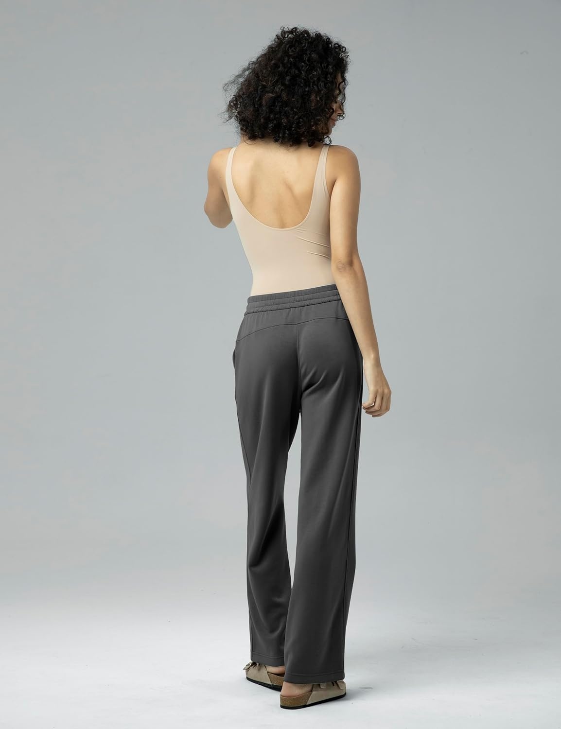 image:imageColorfulkoala Womens High Waisted Soft Drawstring Velvra Modal Sweatpants Wide Leg Casual Lounge Pants with PocketsDark Carbon