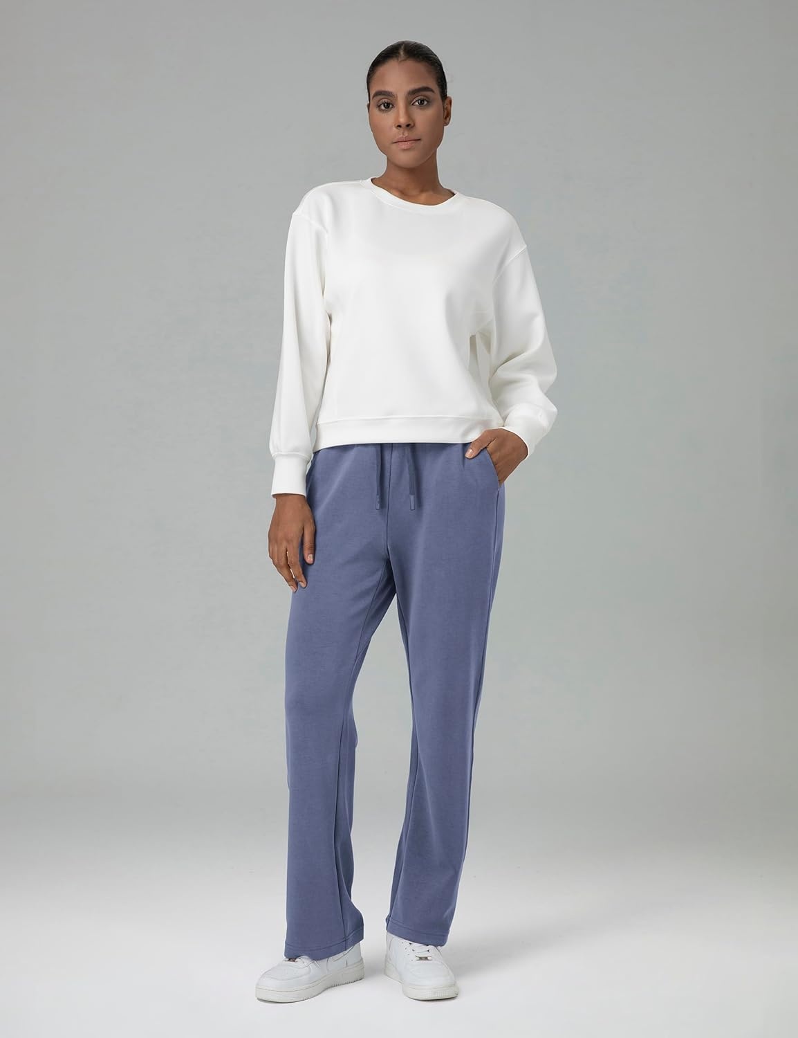 image:imageColorfulkoala Womens High Waisted Soft Drawstring Velvra Modal Sweatpants Wide Leg Casual Lounge Pants with PocketsNiagara Blue