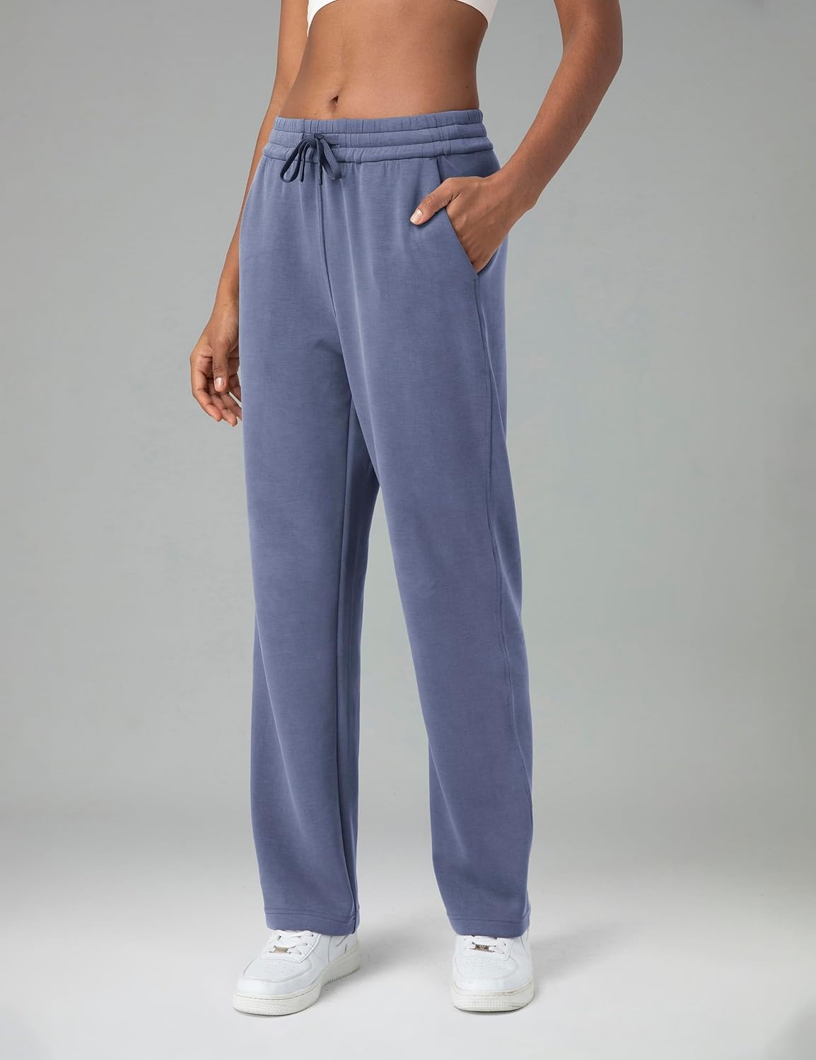 image:imageColorfulkoala Womens High Waisted Soft Drawstring Velvra Modal Sweatpants Wide Leg Casual Lounge Pants with PocketsNiagara Blue