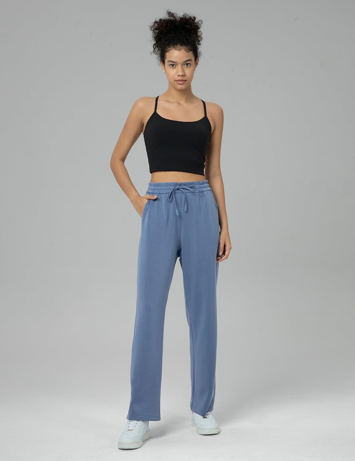 image:imageColorfulkoala Womens High Waisted Soft Drawstring Velvra Modal Sweatpants Wide Leg Casual Lounge Pants with PocketsNiagara Blue