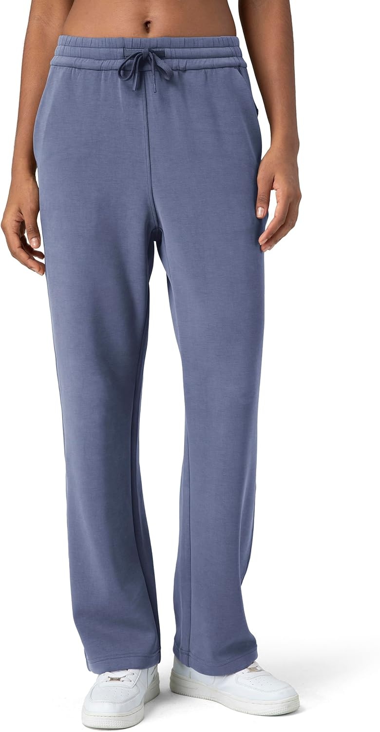 image:imageColorfulkoala Womens High Waisted Soft Drawstring Velvra Modal Sweatpants Wide Leg Casual Lounge Pants with PocketsNiagara Blue