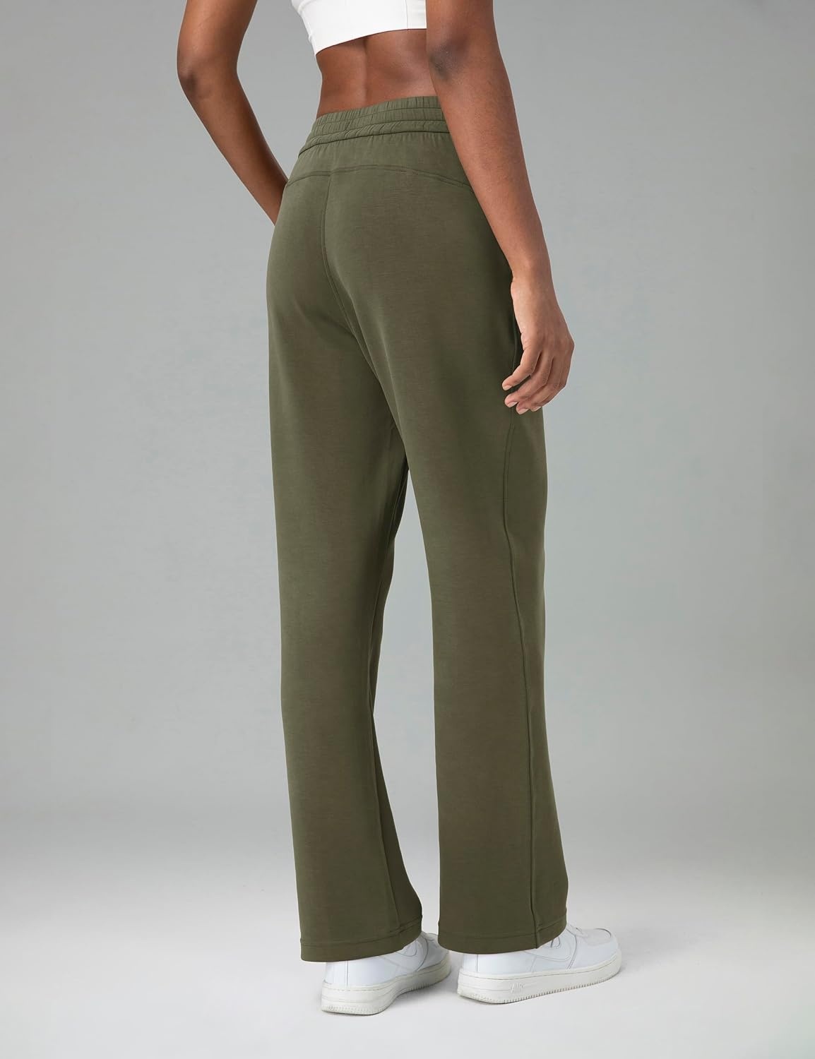 image:imageColorfulkoala Womens High Waisted Soft Drawstring Velvra Modal Sweatpants Wide Leg Casual Lounge Pants with PocketsOlive Green