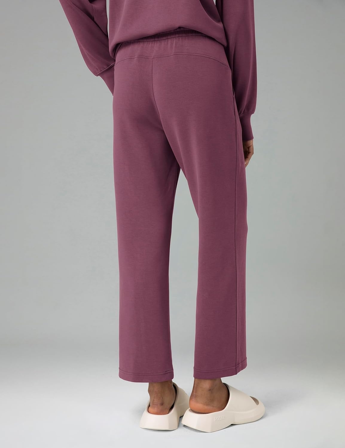 image:imageColorfulkoala Womens High Waisted Soft Drawstring Velvra Modal Sweatpants Wide Leg Casual Lounge Pants with PocketsPlum Red