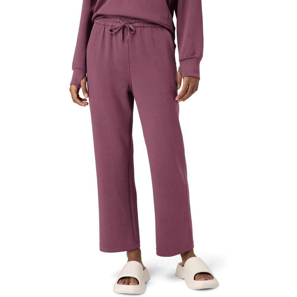 image:imageColorfulkoala Womens High Waisted Soft Drawstring Velvra Modal Sweatpants Wide Leg Casual Lounge Pants with PocketsPlum Red
