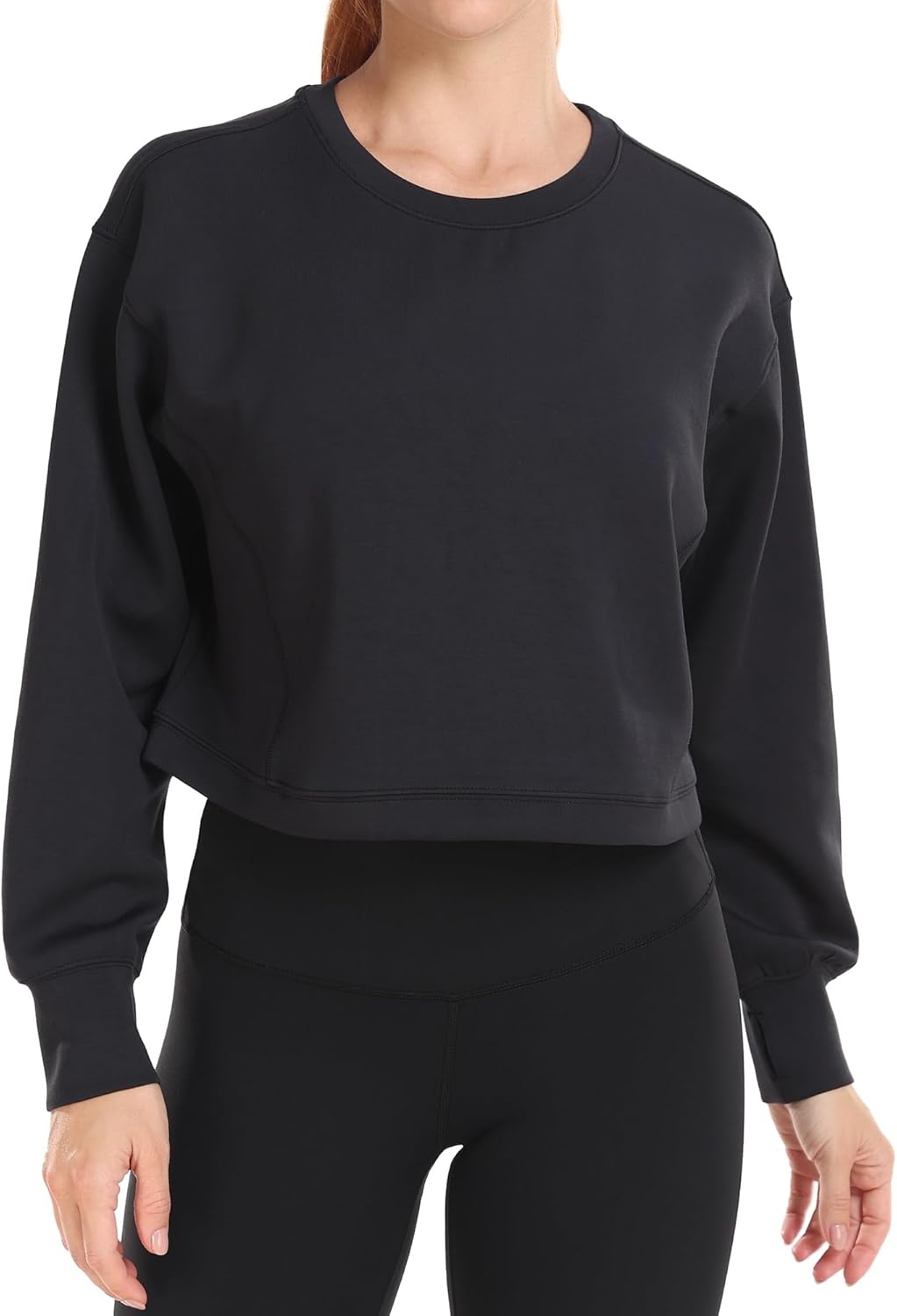 image:imageColorfulkoala Womens Long Sleeve Athletic Sweatshirt Crewneck Velvra Modal Pullover TopsBlack