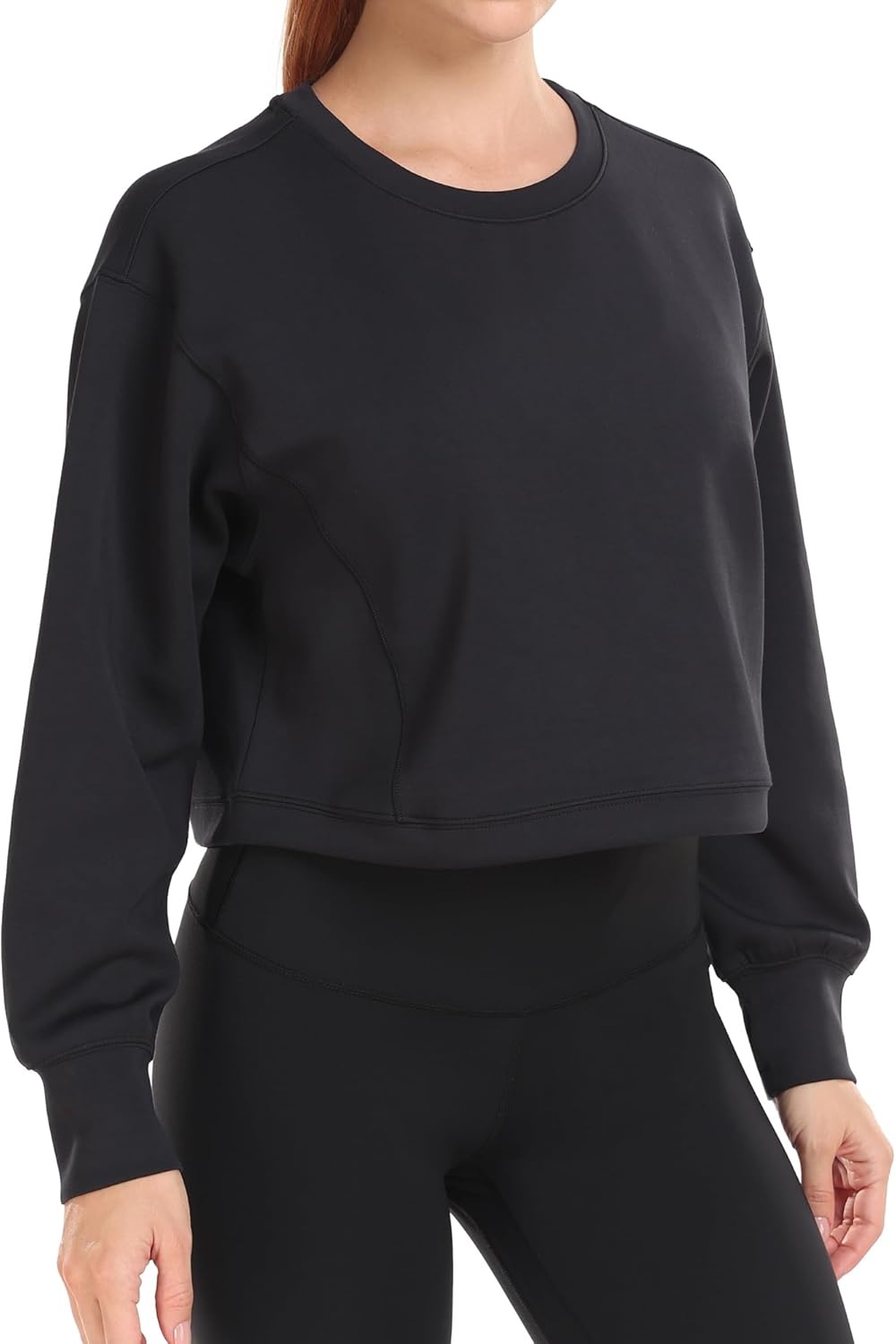 image:imageColorfulkoala Womens Long Sleeve Athletic Sweatshirt Crewneck Velvra Modal Pullover TopsBlack