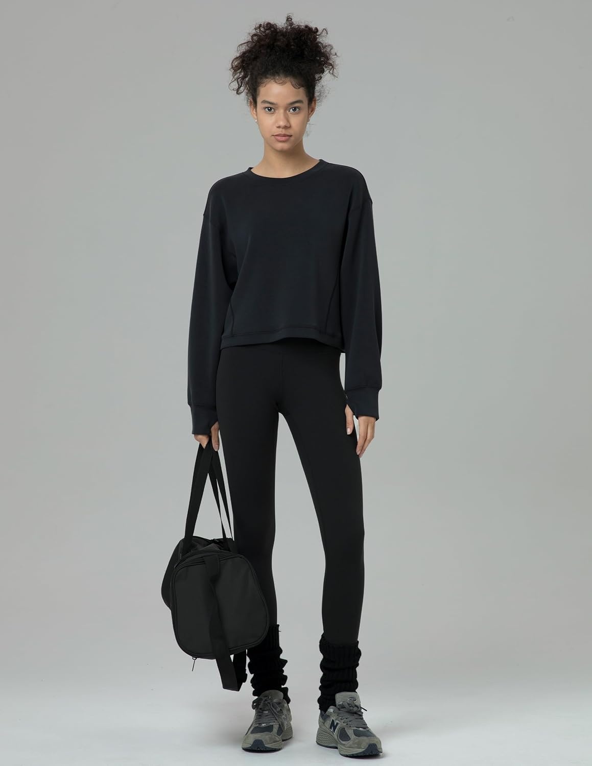 image:imageColorfulkoala Womens Long Sleeve Athletic Sweatshirt Crewneck Velvra Modal Pullover TopsBlack