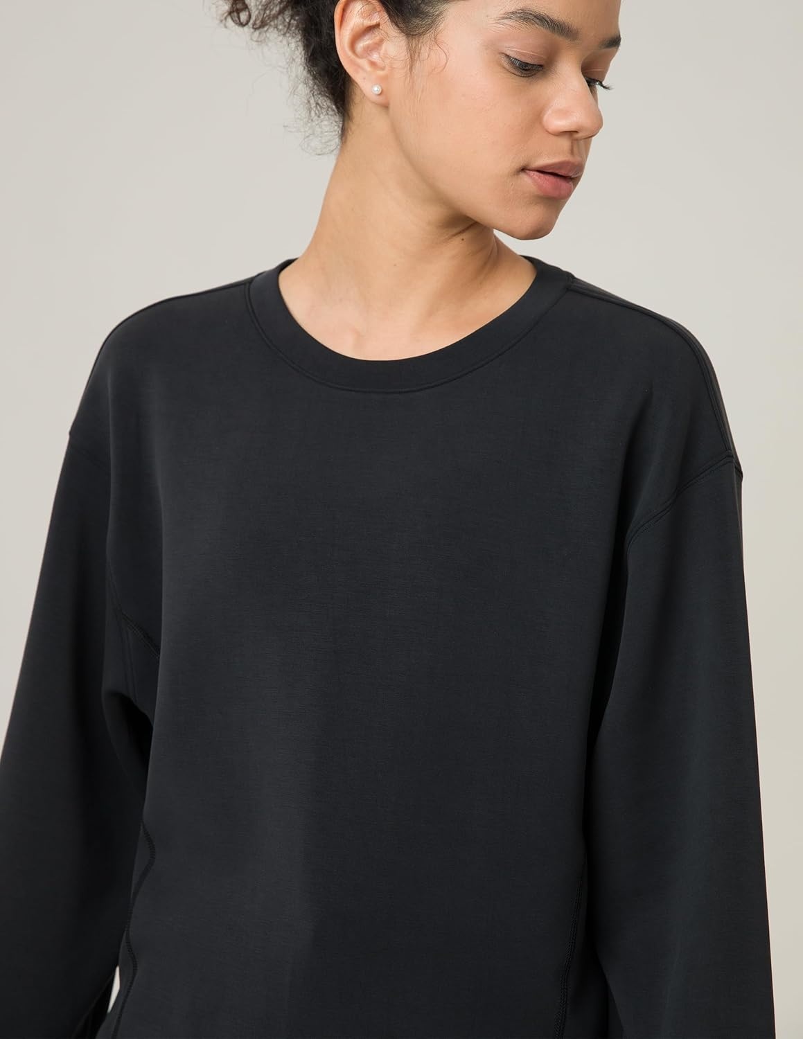 image:imageColorfulkoala Womens Long Sleeve Athletic Sweatshirt Crewneck Velvra Modal Pullover TopsBlack