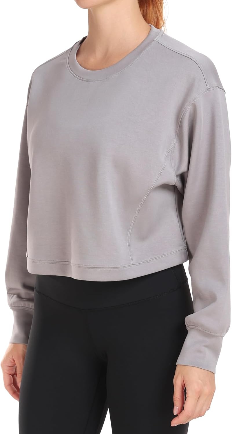 image:imageColorfulkoala Womens Long Sleeve Athletic Sweatshirt Crewneck Velvra Modal Pullover TopsCharcoal Grey