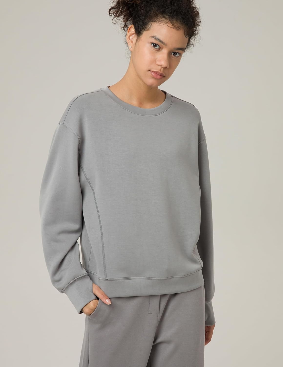 image:imageColorfulkoala Womens Long Sleeve Athletic Sweatshirt Crewneck Velvra Modal Pullover TopsCharcoal Grey