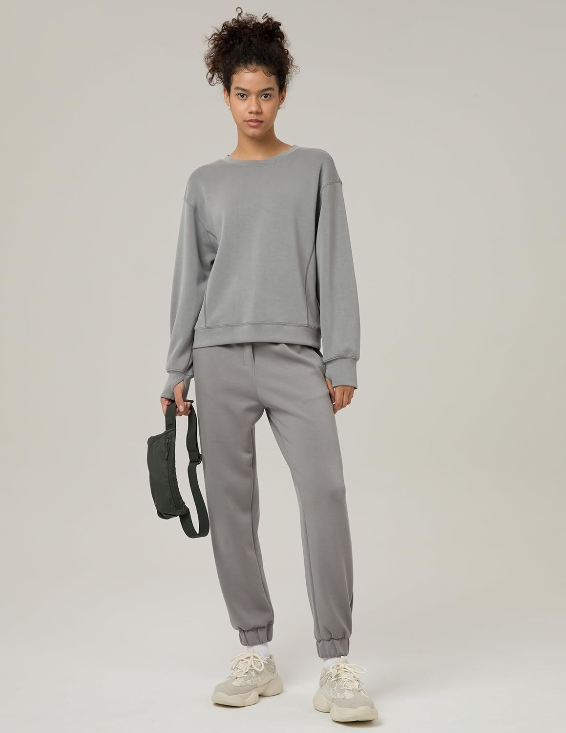 image:imageColorfulkoala Womens Long Sleeve Athletic Sweatshirt Crewneck Velvra Modal Pullover TopsCharcoal Grey